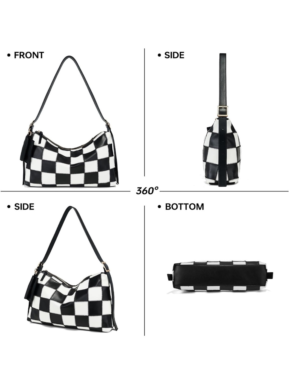 Checkerboard Black & White Shoulder Bag